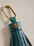White Stuff Leather Tassel Keyring, Mid Teal