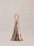 White Stuff Leather Tassel Keyring, Metallic