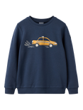 Polarn O. Pyret Kids' Cotton Taxi Print Sweatshirt, Blue