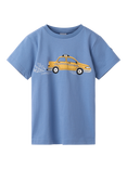 Polarn O. Pyret Kids' Cotton Taxi Print T-Shirt, Blue