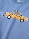 Polarn O. Pyret Kids' Cotton Taxi Print T-Shirt, Blue