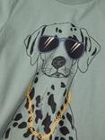Polarn O. Pyret Kids' Cotton Dog Print T-Shirt, Green
