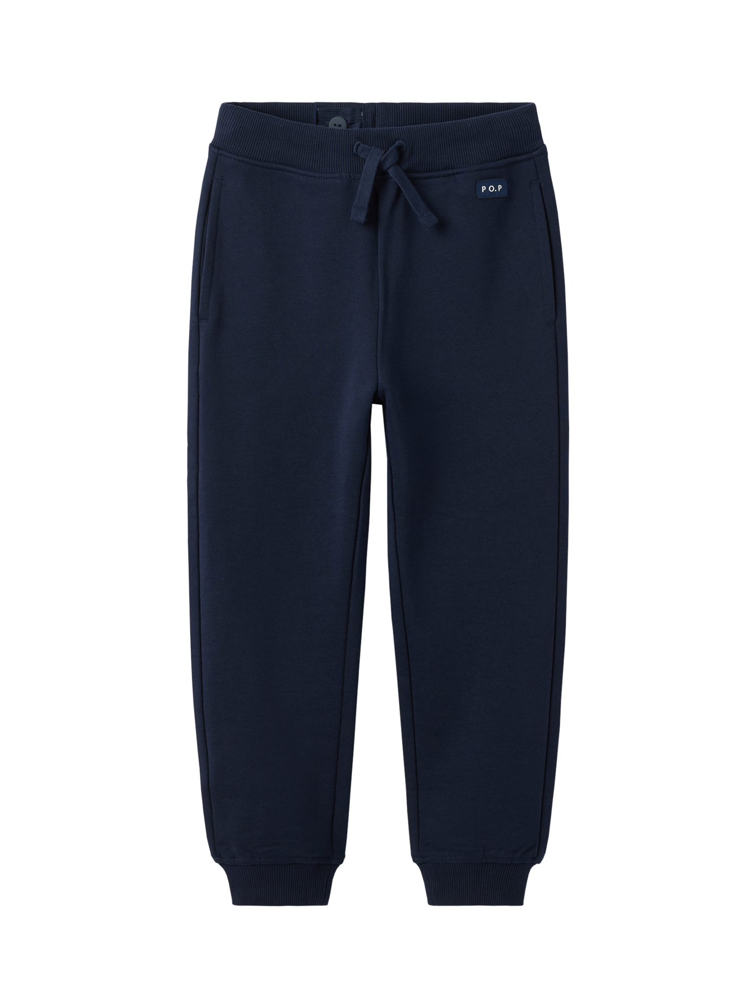 Product image 1 of 3, which shows Polarn O. Pyret Kid's Cotton Joggers, Blue, 3-4 years