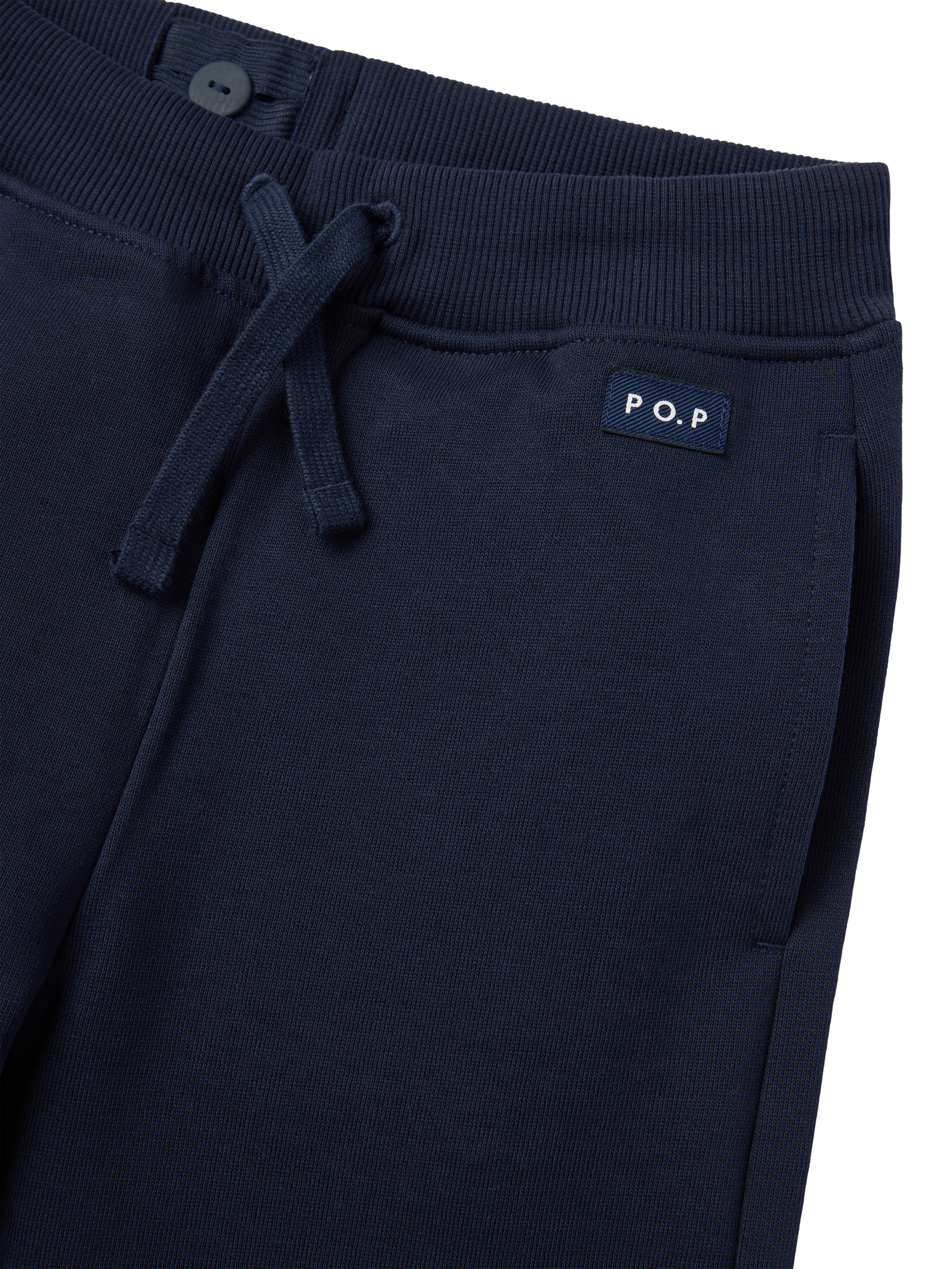 Product image 3 of 3, which shows Polarn O. Pyret Kid's Cotton Joggers, Blue, 3-4 years
