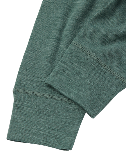 Polarn O. Pyret Kids' Merino Wool Long Johns, Green - view 2, Green