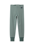 Polarn O. Pyret Cotton Stripe Leggings, Green