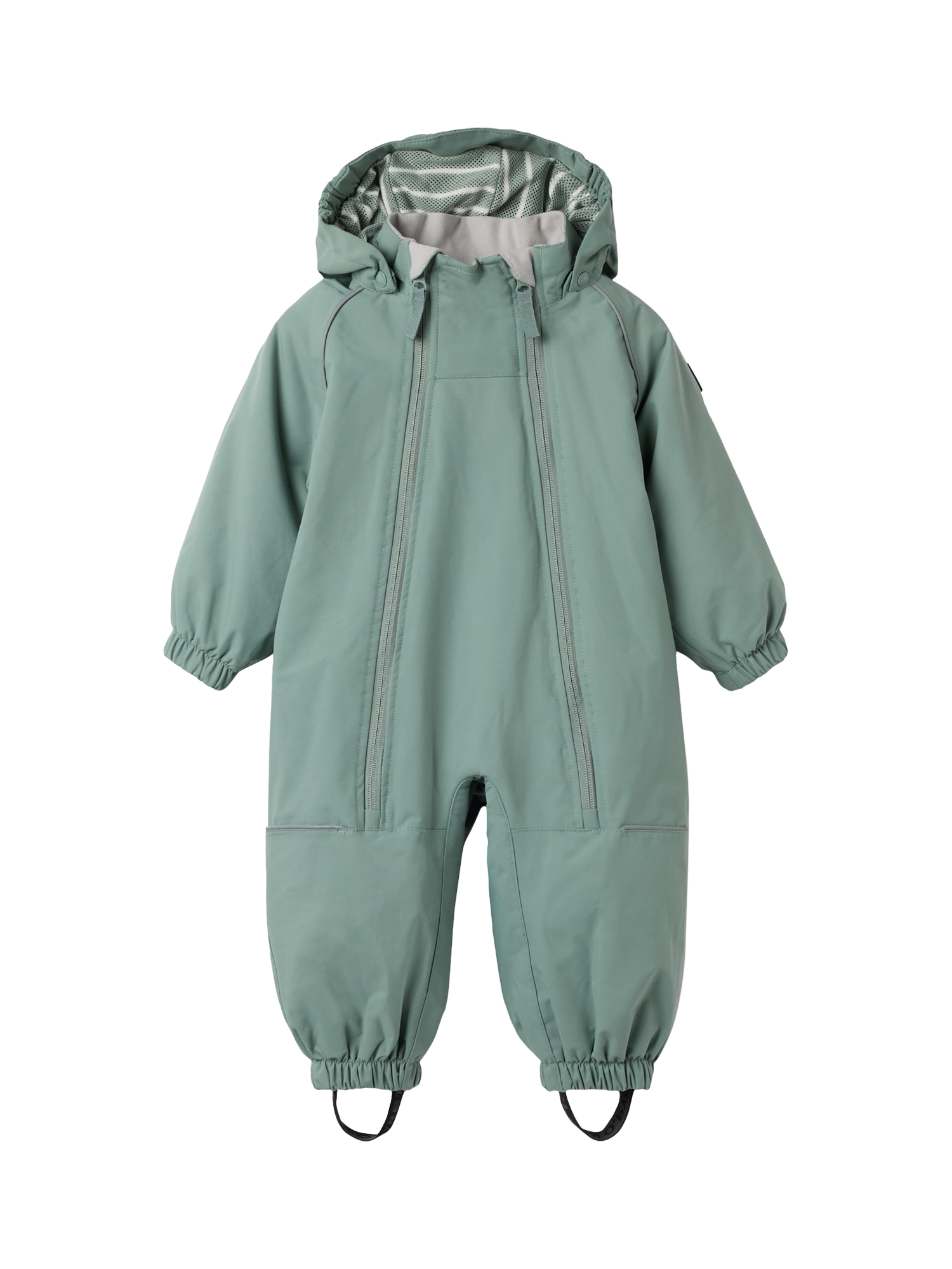 Product image 2 of 8, which shows Polarn O. Pyret Kids' Waterproof Puddlesuit, Green, 6-9 months