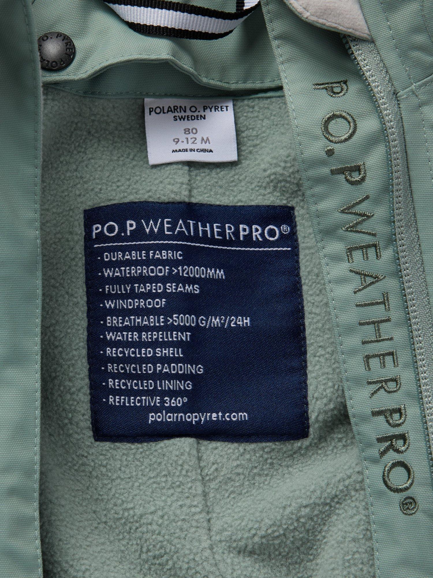 Product image 5 of 8, which shows Polarn O. Pyret Kids' Waterproof Puddlesuit, Green, 6-9 months