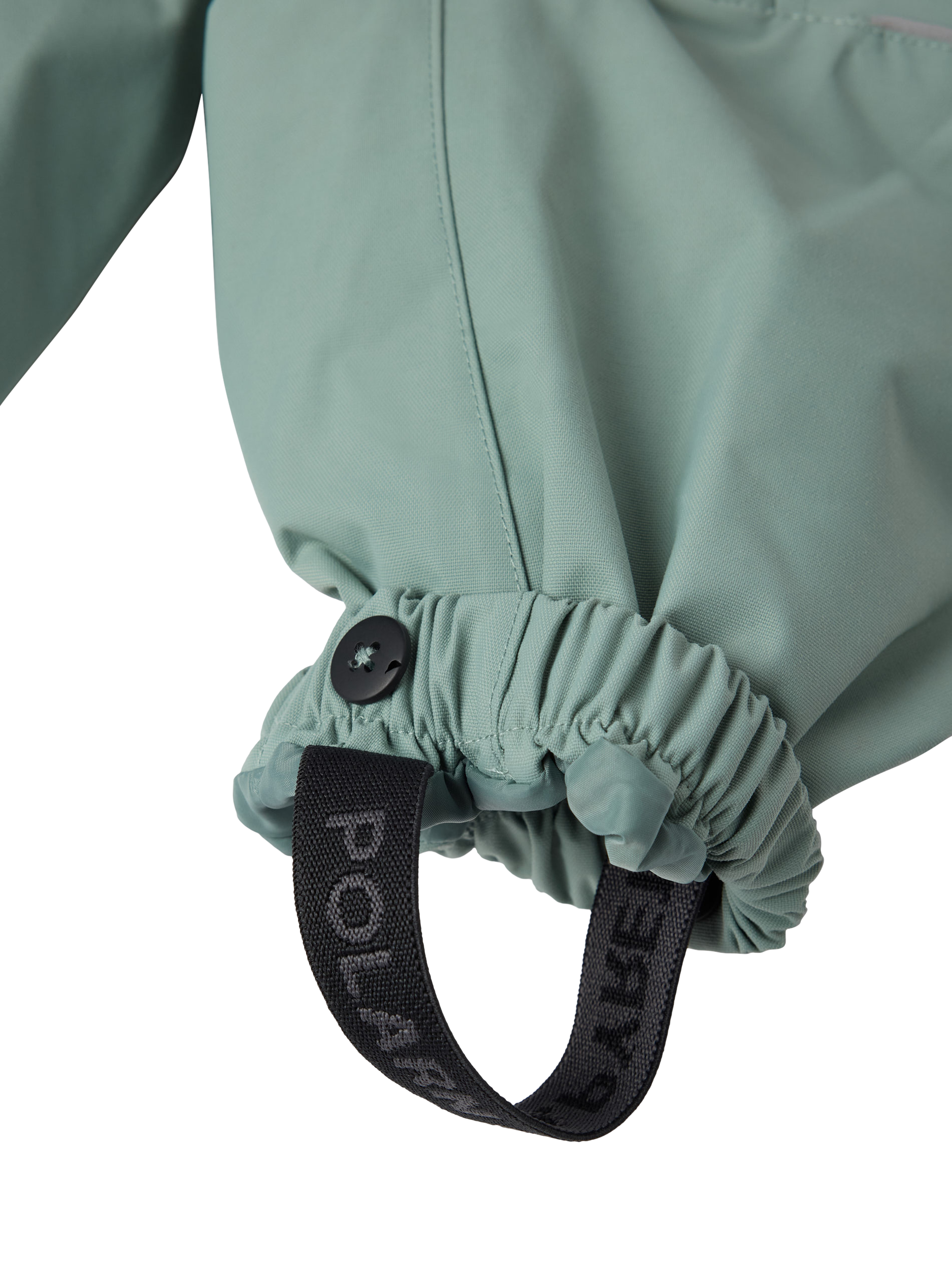 Product image 7 of 8, which shows Polarn O. Pyret Kids' Waterproof Puddlesuit, Green, 6-9 months