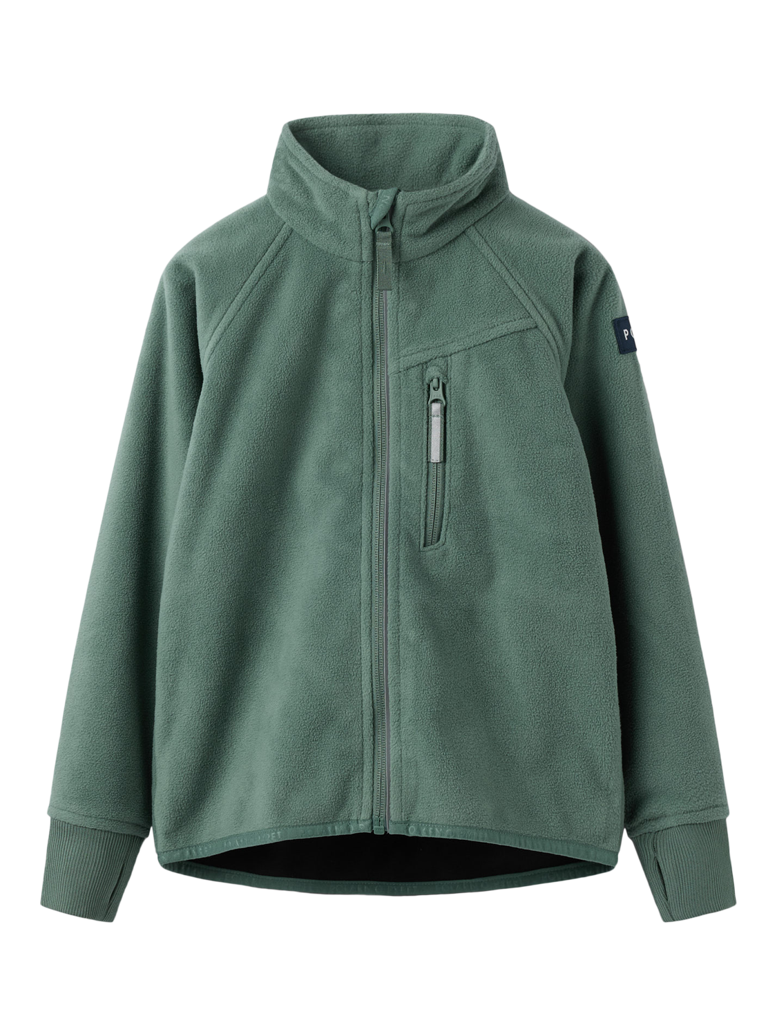 Product image 2 of 5, which shows Polarn O. Pyret Kids' Windproof Fleece Jacket, Green, 3-4 years