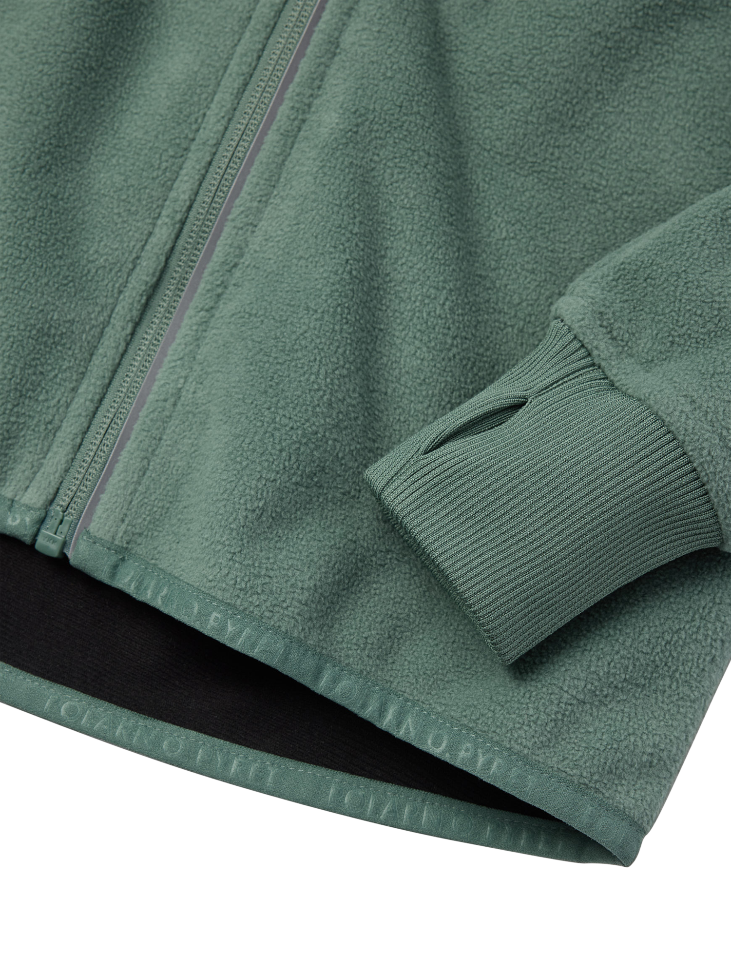 Product image 4 of 5, which shows Polarn O. Pyret Kids' Windproof Fleece Jacket, Green, 3-4 years