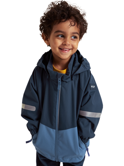 Polarn O. Pyret Kids' Two-Tone Windproof Waterproof Shell Jacket, Blue, Blue