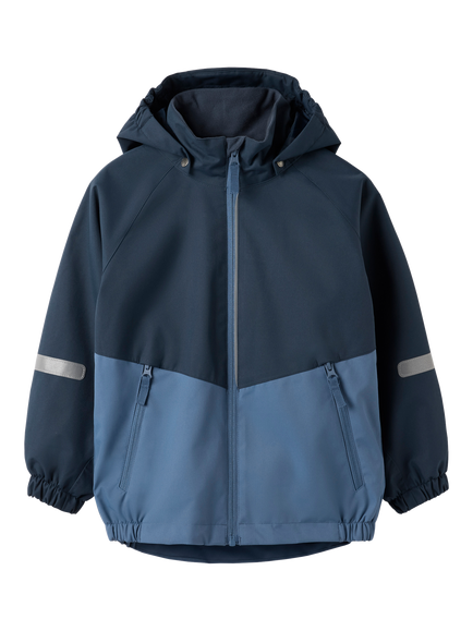Polarn O. Pyret Kids' Two-Tone Windproof Waterproof Shell Jacket, Blue - view 2, Blue