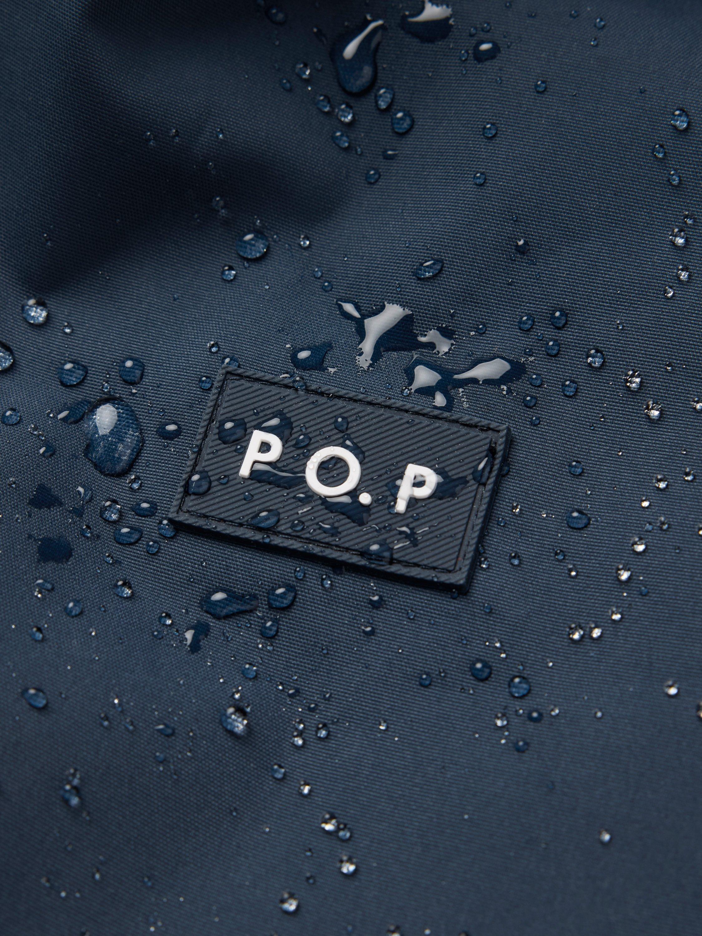 Product image 4 of 8, which shows Polarn O. Pyret Kids' Two-Tone Windproof Waterproof Shell Jacket, Blue, 3-4 years