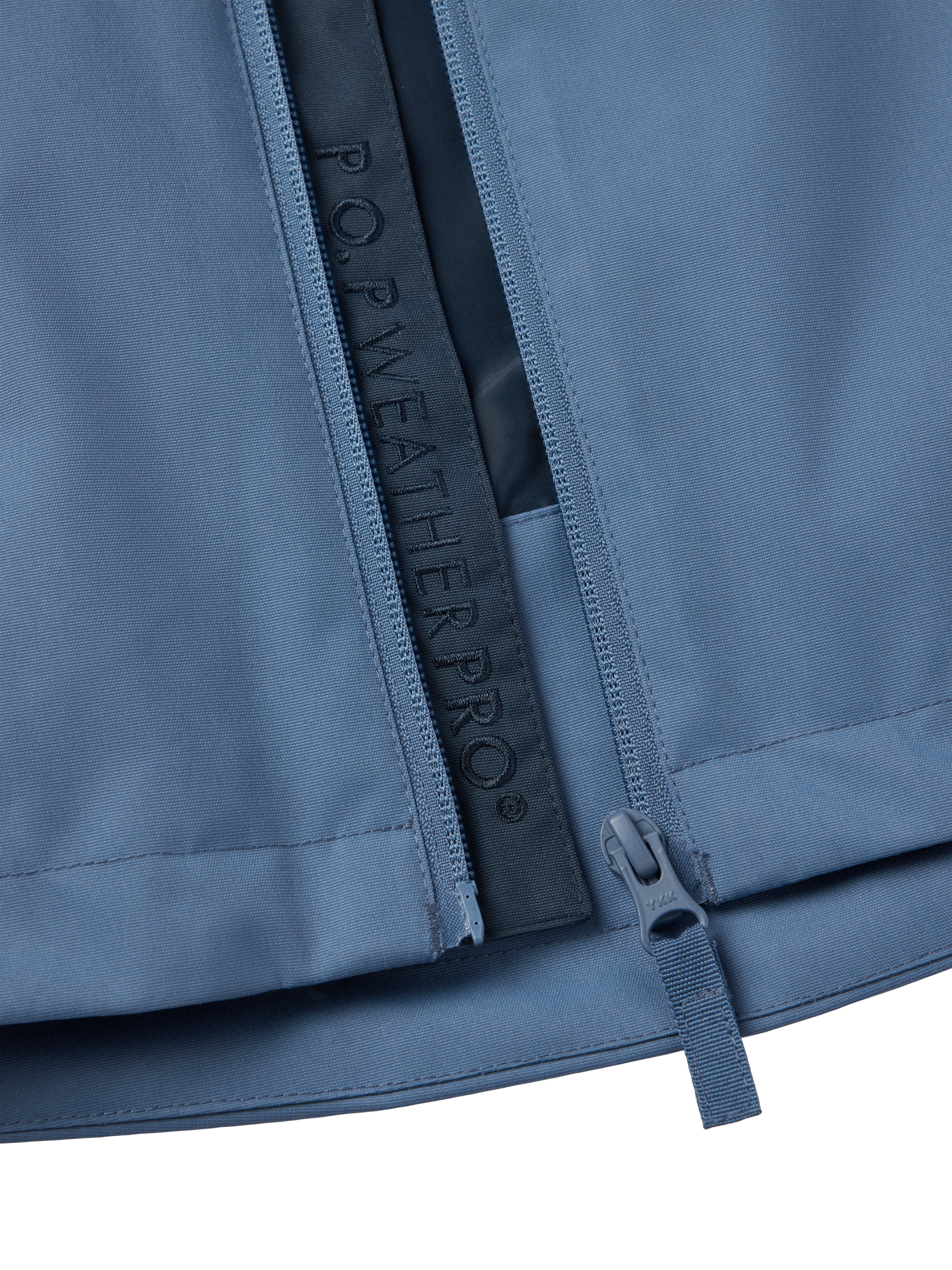 Product image 6 of 8, which shows Polarn O. Pyret Kids' Two-Tone Windproof Waterproof Shell Jacket, Blue, 3-4 years
