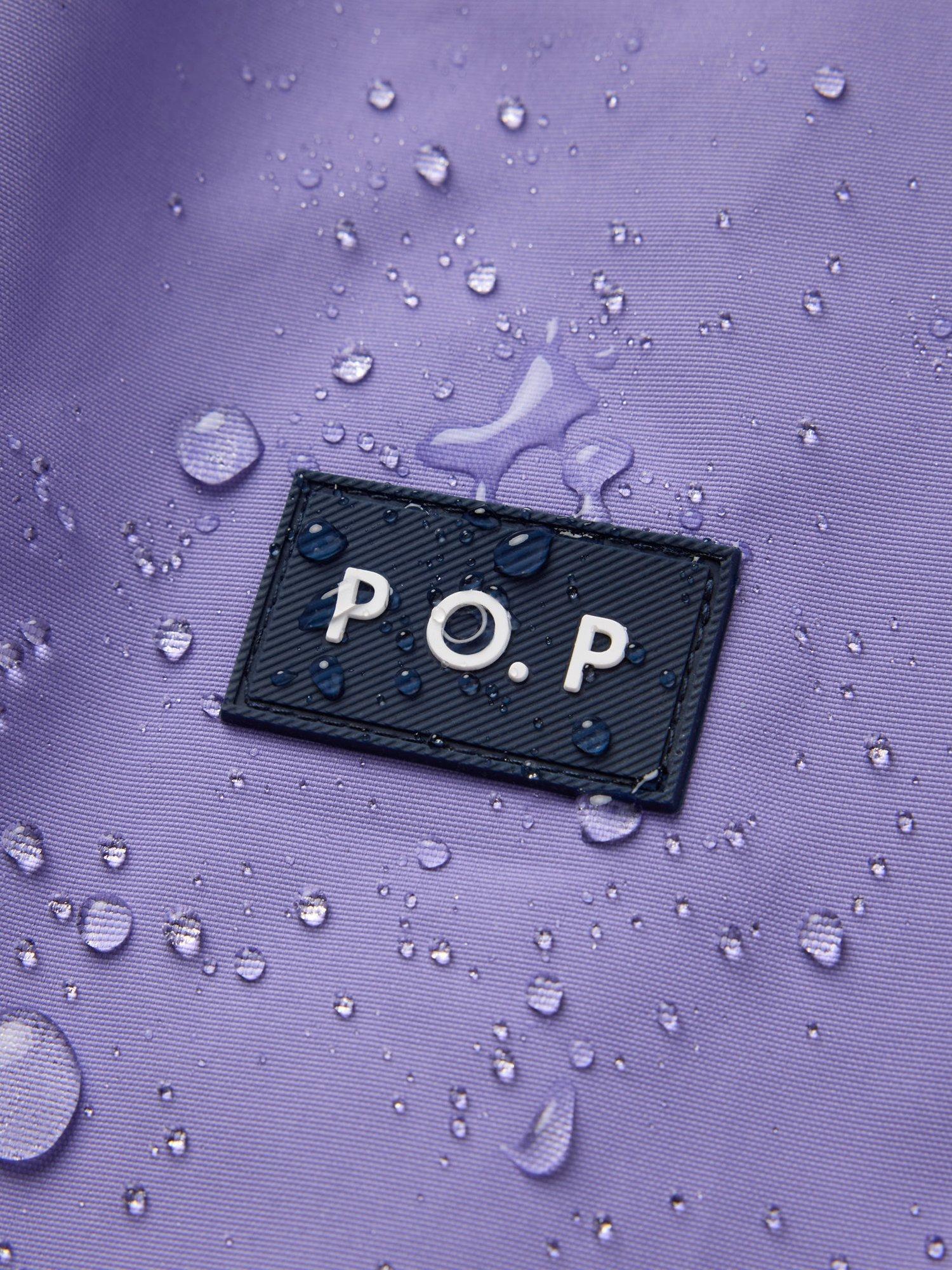 Product image 8 of 11, which shows Polarn O. Pyret Kids' Two-Tone Windproof Waterproof Shell Jacket, Purple, 3-4 years
