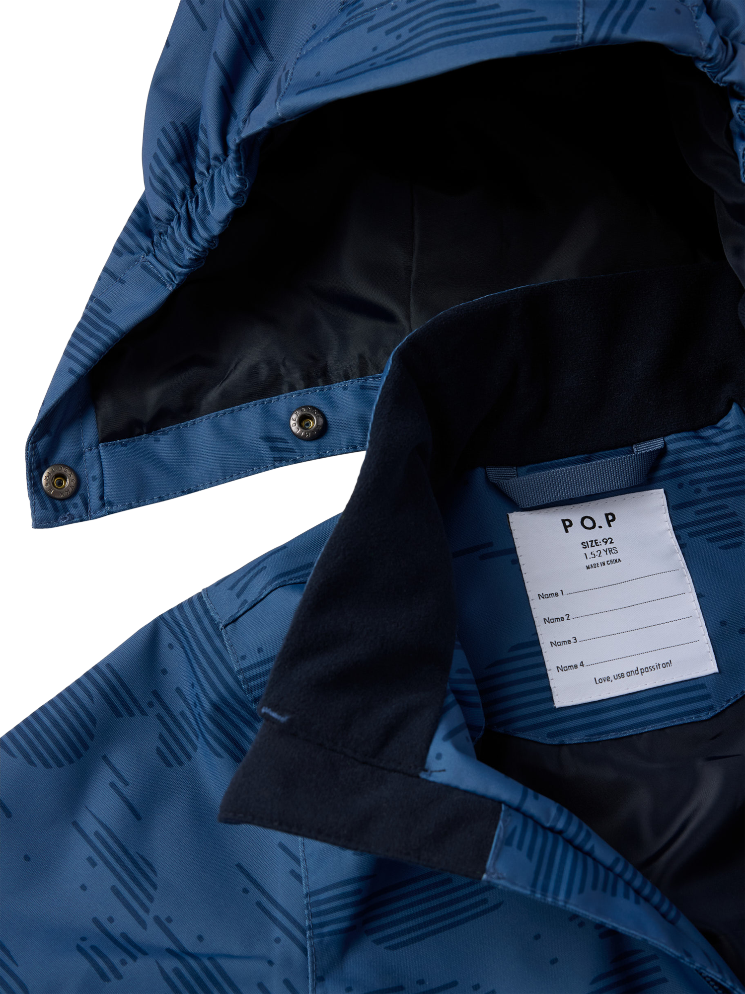 Product image 2 of 7, which shows Polarn O. Pyret Kids' Waterproof Puddlesuit, Blue, 6-9 months