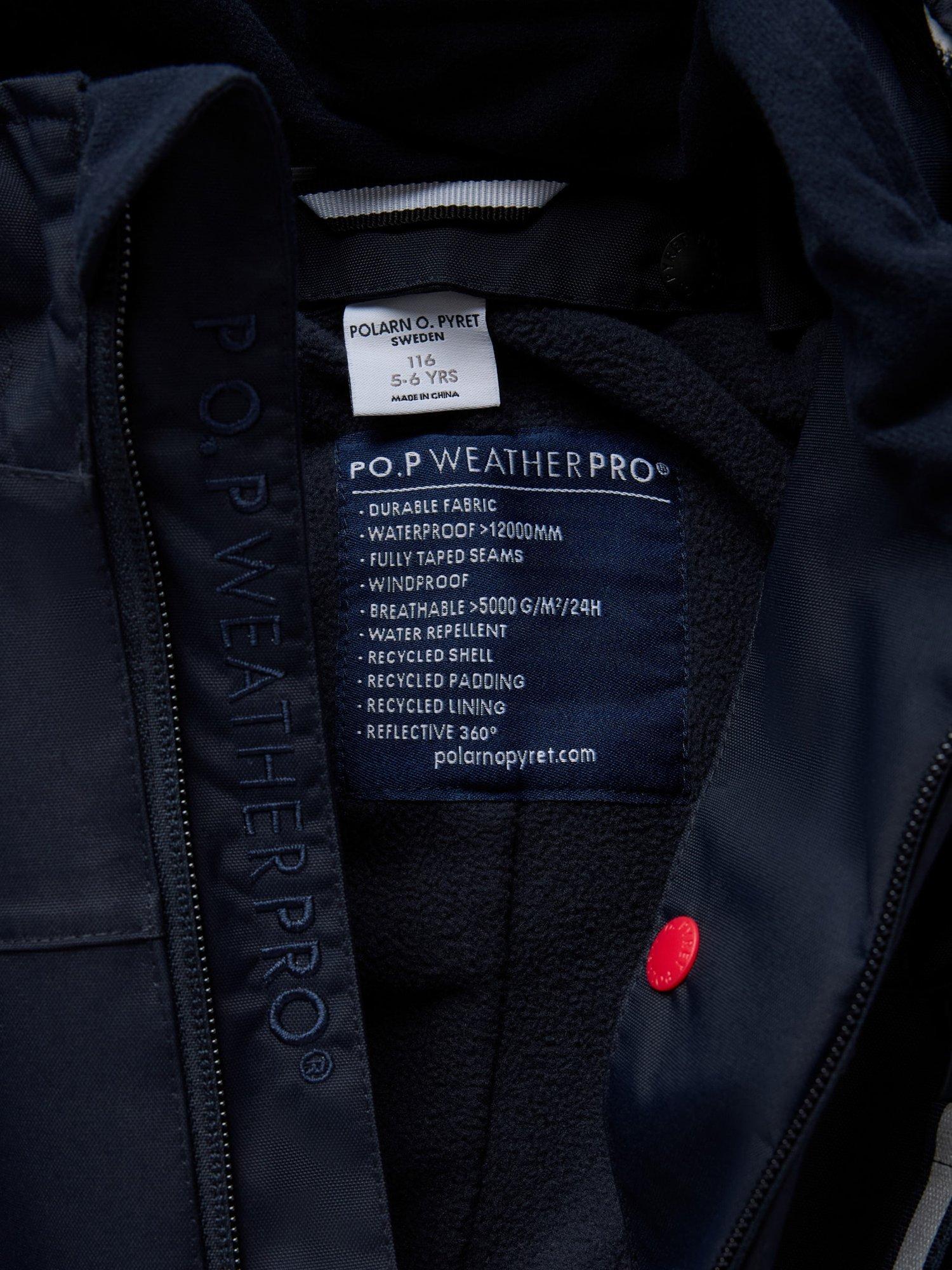 Product image 6 of 7, which shows Polarn O. Pyret Kids' Waterproof Puddlesuit, Blue, 6-9 months