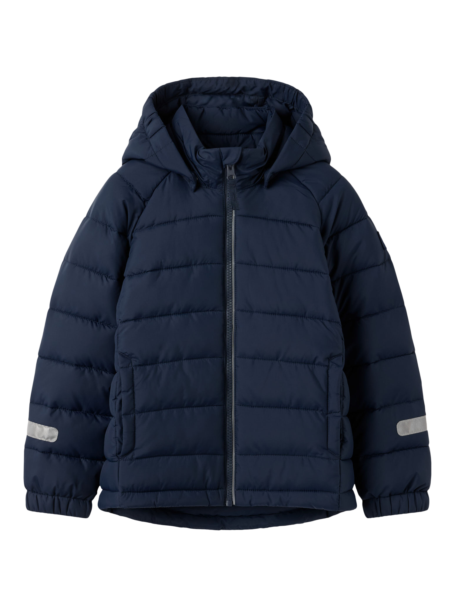 Product image 1 of 7, which shows Polarn O. Pyret Kids' Windproof Water-Repellent Quilted Jacket, Blue, 3-4 years