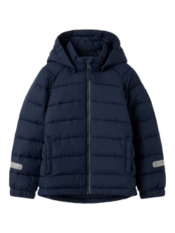 Polarn O. Pyret Kids' Windproof Water-Repellent Quilted Jacket, Blue, Blue