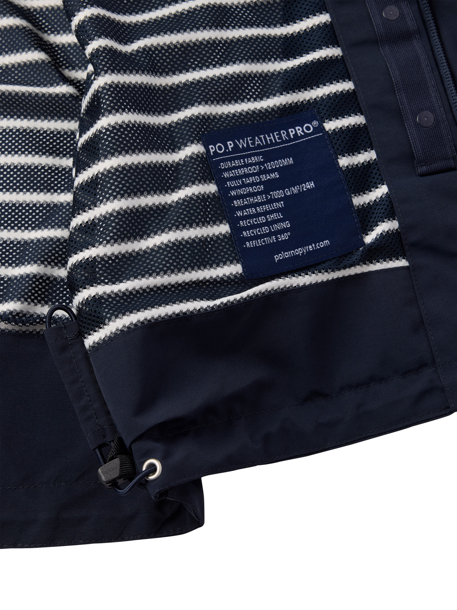 Product image 5 of 8, which shows Polarn O. Pyret Kids' Stormy Waterproof Shell Coat , Blue, 3-4 years