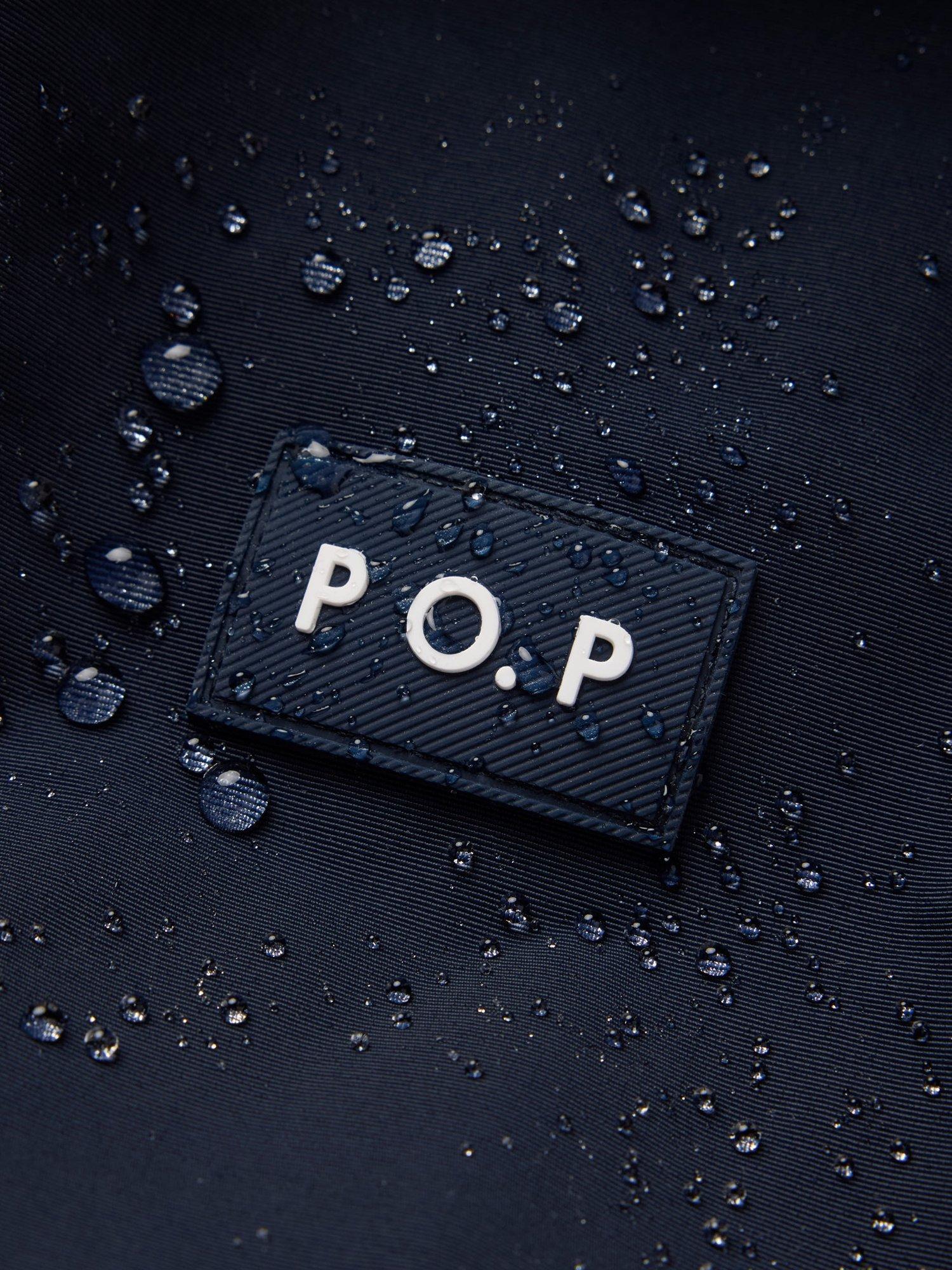 Product image 7 of 8, which shows Polarn O. Pyret Kids' Stormy Waterproof Shell Coat , Blue, 3-4 years