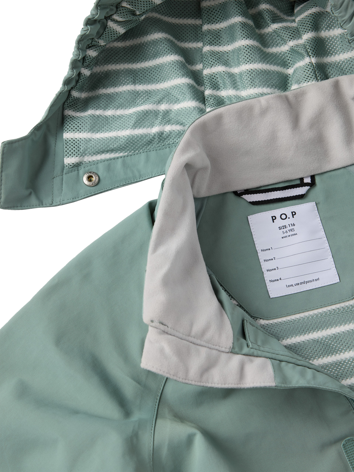 Product image 7 of 11, which shows Polarn O. Pyret Kids' Waterproof Shell Coat, Green, 3-4 years