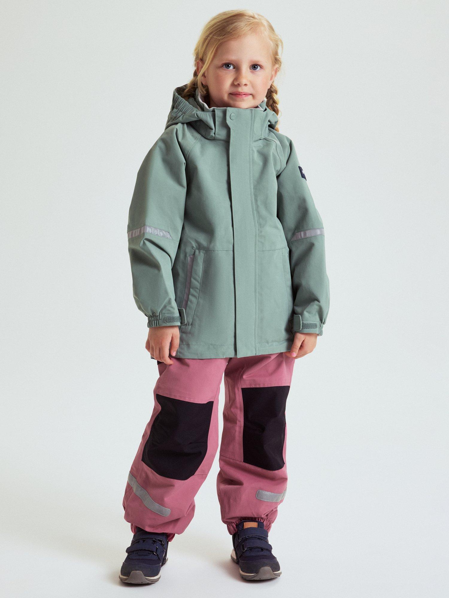 Product image 10 of 11, which shows Polarn O. Pyret Kids' Waterproof Shell Coat, Green, 3-4 years