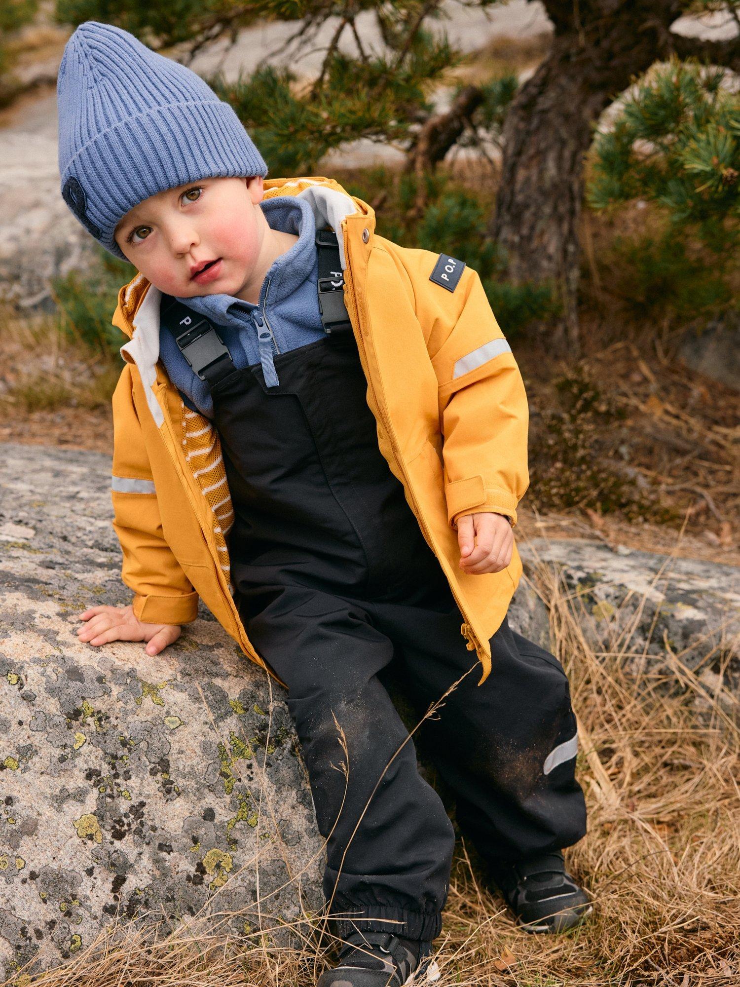 Product image 1 of 10, which shows Polarn O. Pyret Kids' Waterproof Shell Coat, Yellow, 3-4 years