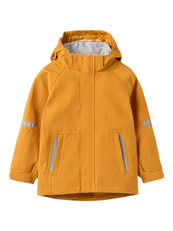 Polarn O. Pyret Kids' Waterproof Shell Coat, Yellow - view 2, Yellow