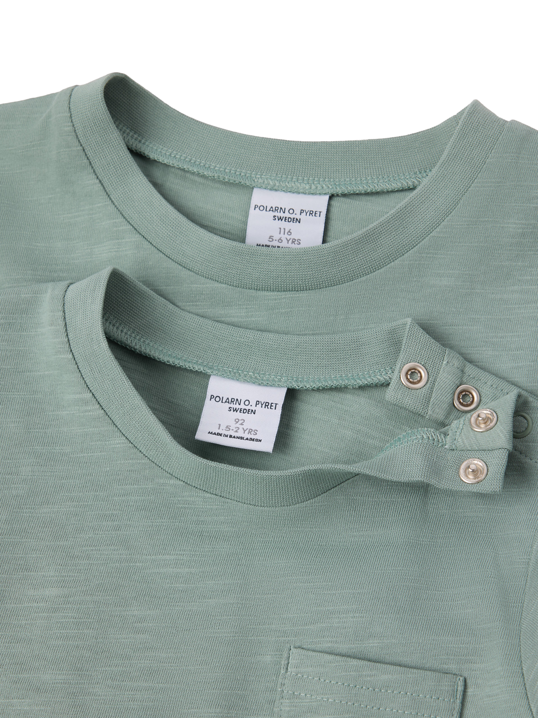 Product image 4 of 4, which shows Polarn O. Pyret Kids' Cotton Pocket T-Shirt, Green, 3-4 years