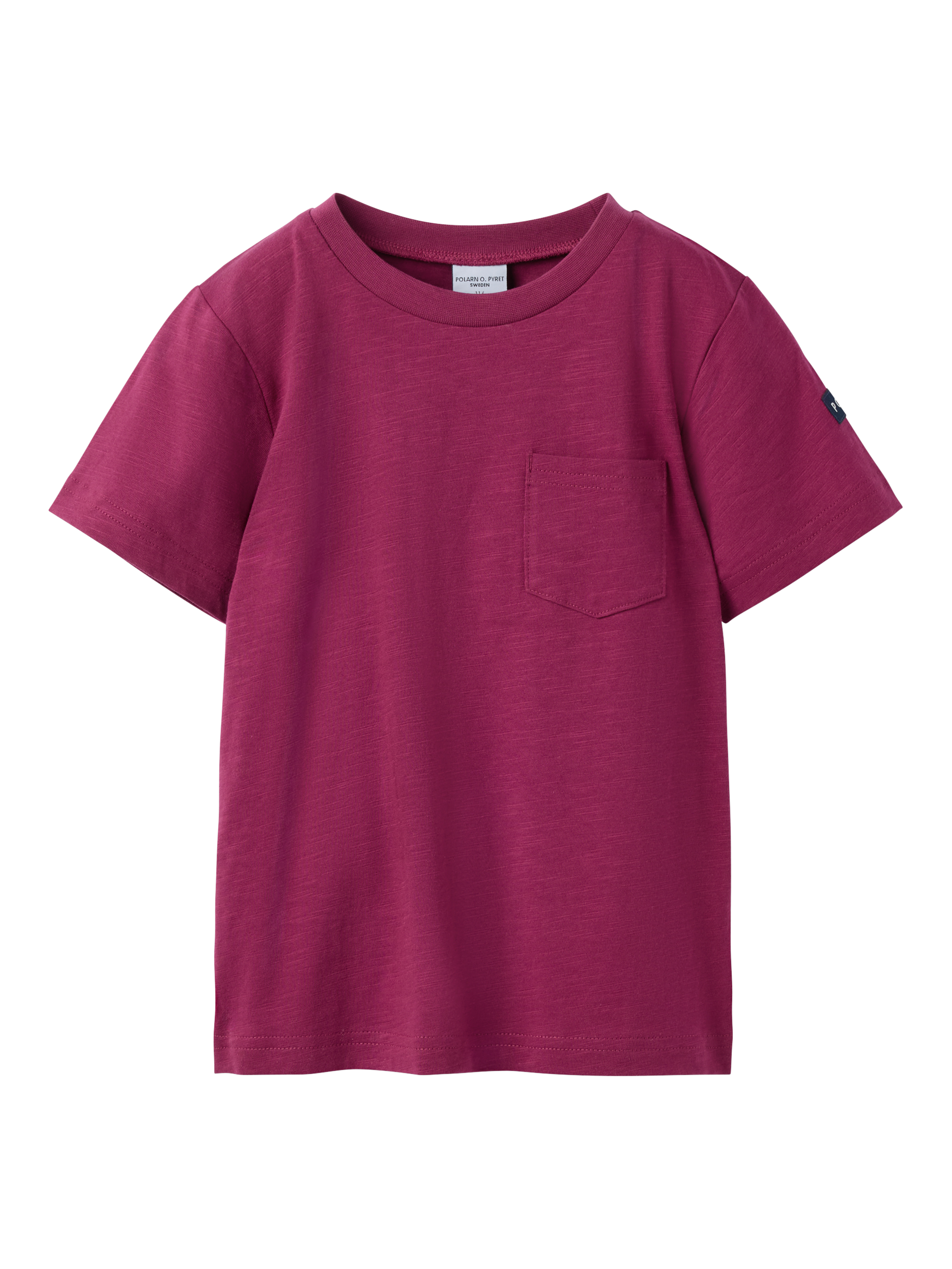 Product image 2 of 3, which shows Polarn O. Pyret Kids' Cotton Pocket T-Shirt, Pink, 3-4 years