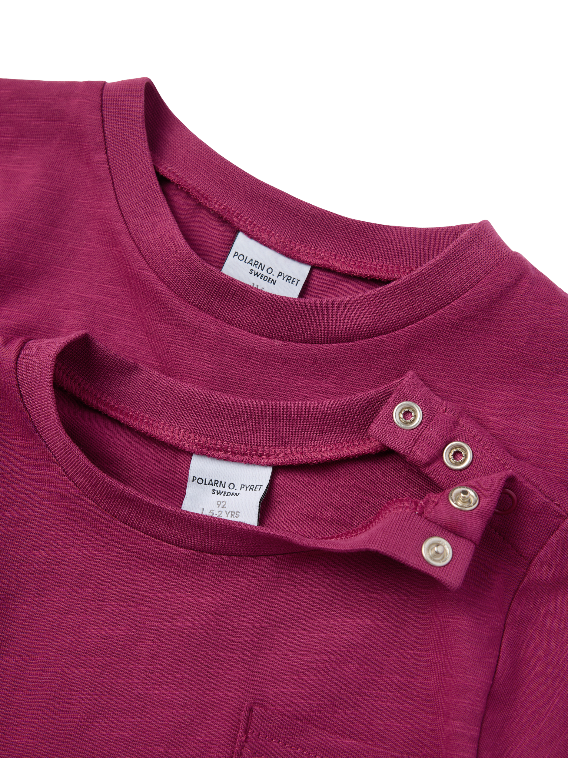 Product image 3 of 3, which shows Polarn O. Pyret Kids' Cotton Pocket T-Shirt, Pink, 3-4 years