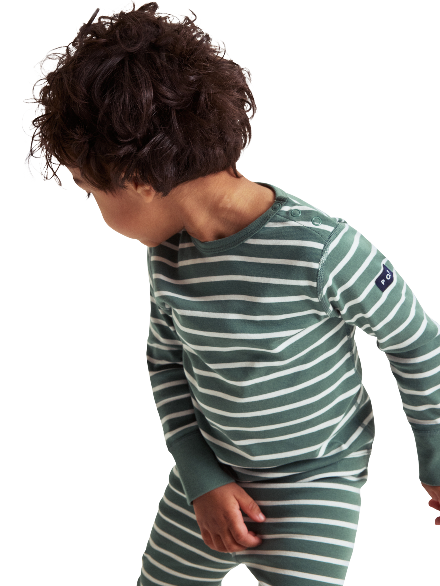 Product image 2 of 4, which shows Polarn O. Pyret Cotton Regular Fit Long Sleeve T-Shirt, Green, 3-4 years