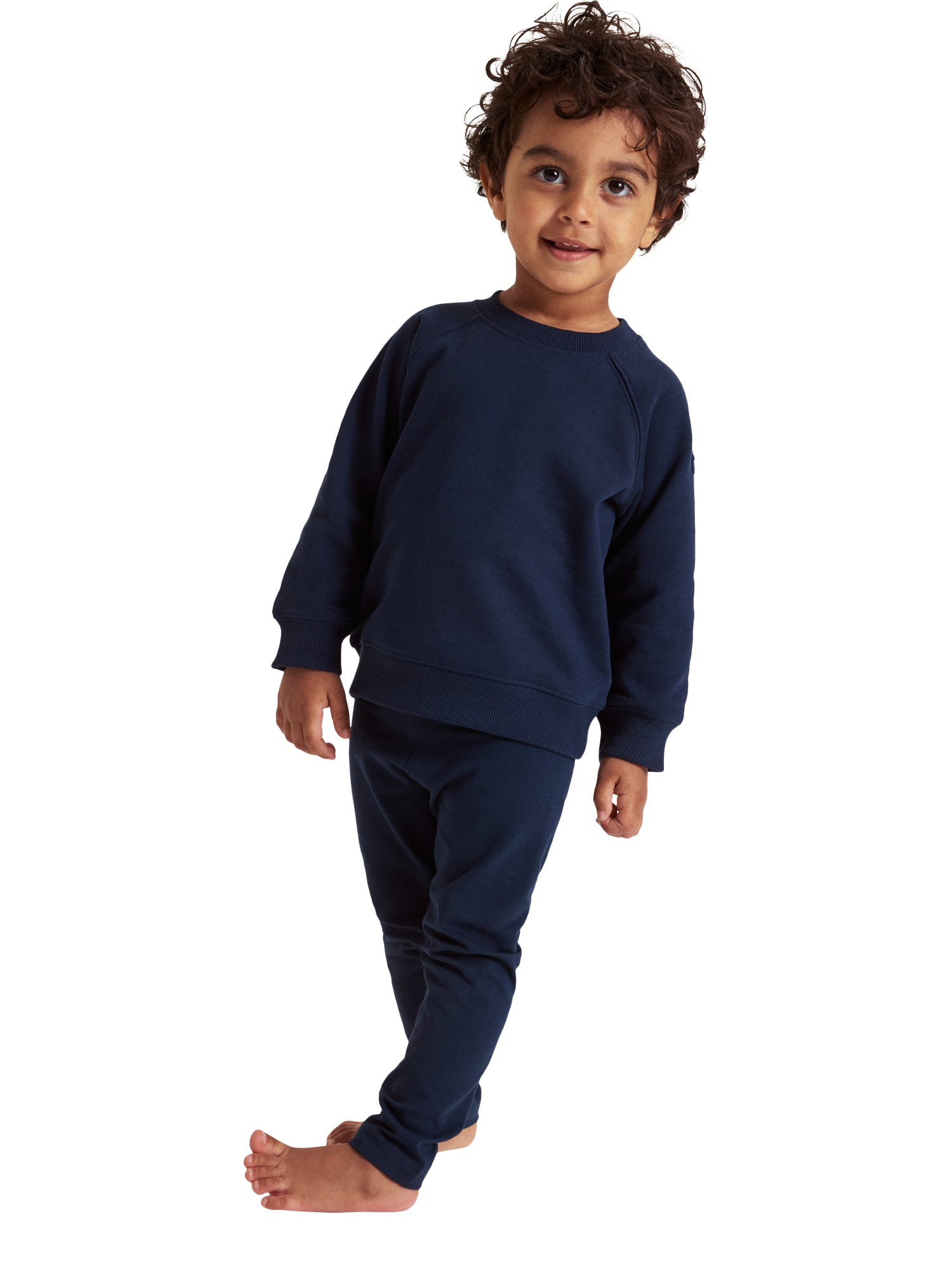 Product image 1 of 5, which shows Polarn O. Pyret Kids' Cotton Sweatshirt, Blue, 3-4 years