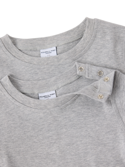 Polarn O. Pyret Kids' Cotton Regular Fit Short Sleeve T-Shirt, Grey - view 2, Grey