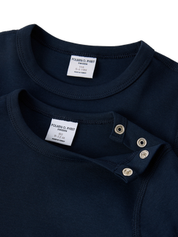 Polarn O. Pyret Baby Cotton Regular Fit Long Sleeve T-Shirt, Blue - view 2, Blue