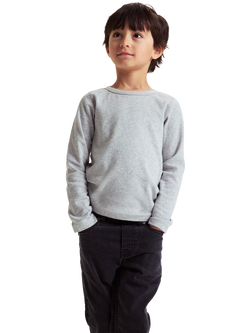 Polarn O. Pyret Kids' Cotton Regular Fit Long Sleeve T-Shirt, Grey, Grey