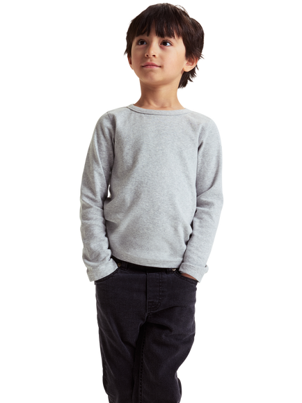 Polarn O. Pyret Kids' Cotton Regular Fit Long Sleeve T-Shirt, Grey, Grey