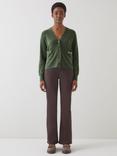 L.K.Bennett Pami Snaffle Pocket Pure Wool Cardigan, Dark Khaki