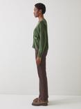L.K.Bennett Pami Snaffle Pocket Pure Wool Cardigan, Dark Khaki