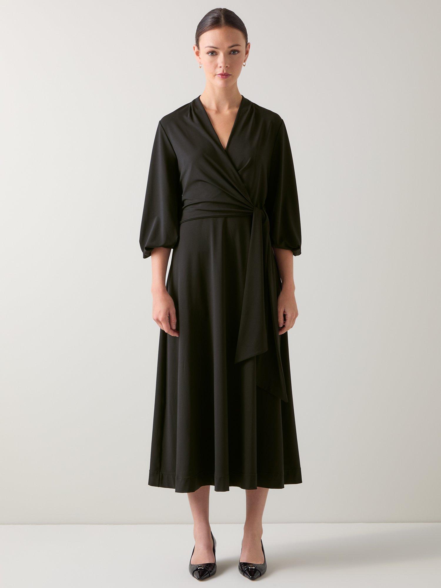 Product image 1 of 5, which shows L.K.Bennett Aiper Jersey Midi Dress, Black, 6