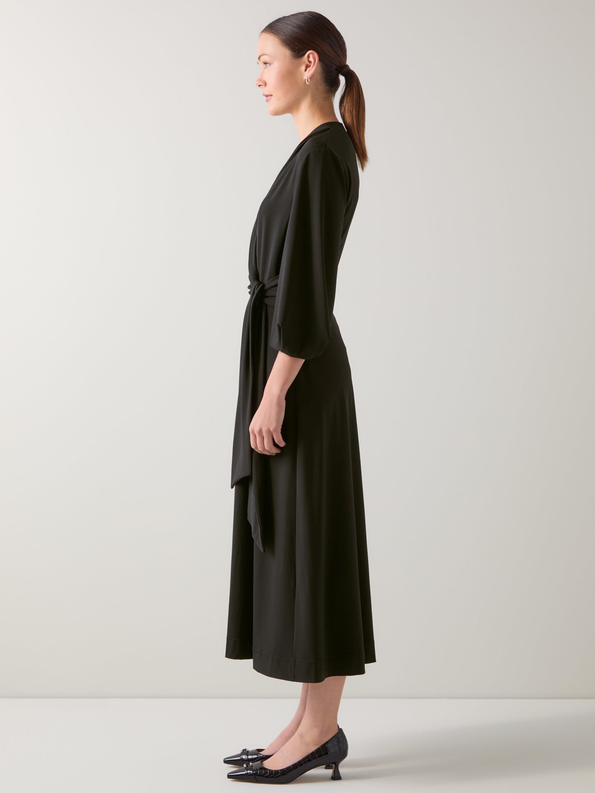 Product image 2 of 5, which shows L.K.Bennett Aiper Jersey Midi Dress, Black, 6