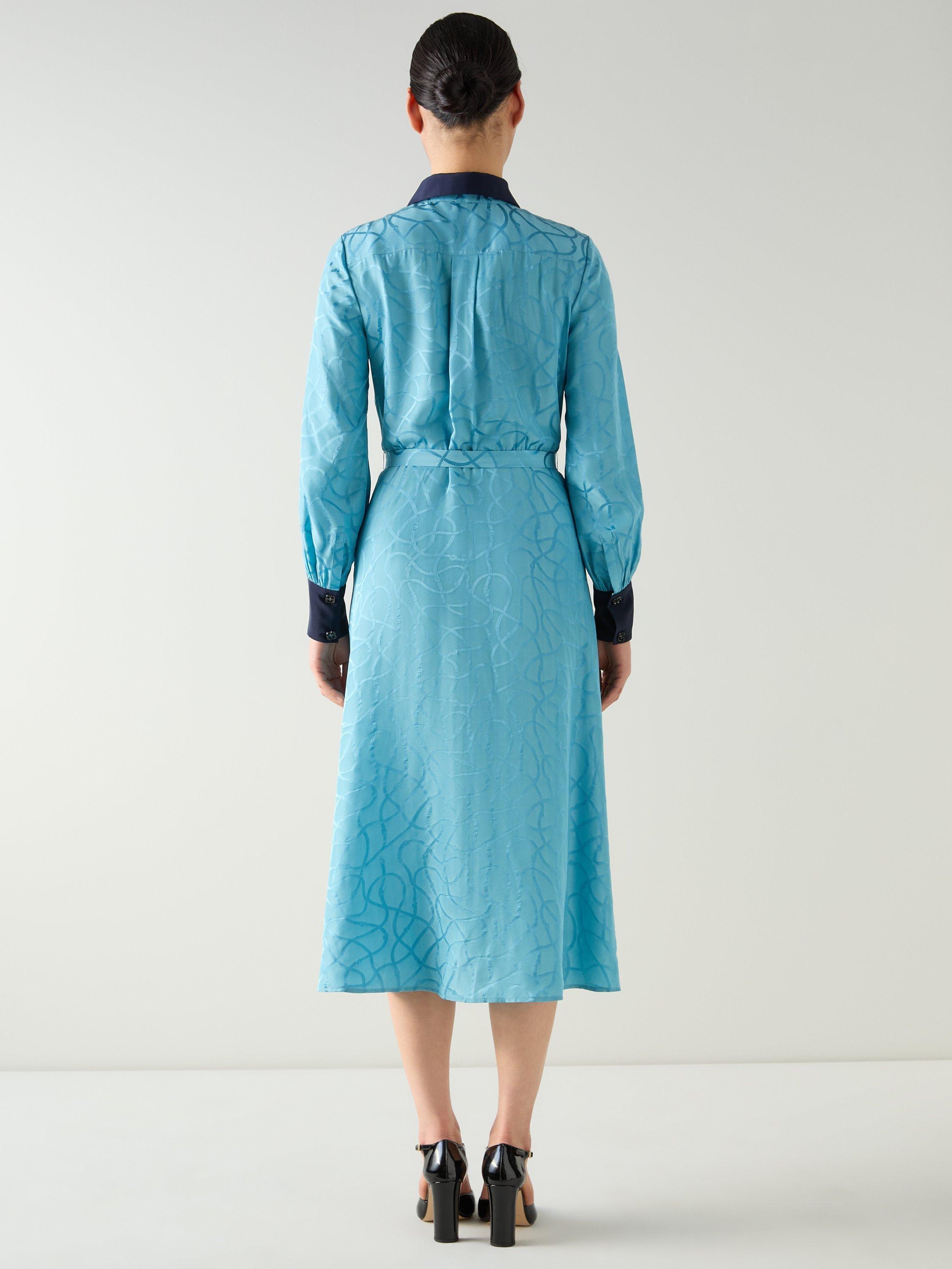 Product image 3 of 4, which shows L.K.Bennett Henri Rope Jacquard Shirt Dress, Multi/Blue, 6