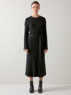 L.K.Bennett Mirren Button Shoulder Dress, Black, Black