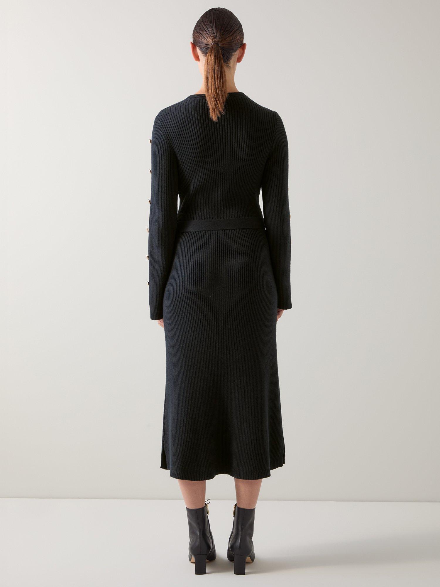 Product image 3 of 4, which shows L.K.Bennett Mirren Button Shoulder Dress, Black, XS