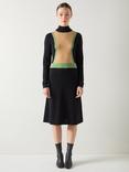 L.K.Bennett Natalia Colour Block Wool Blend Dress, Multi/Black