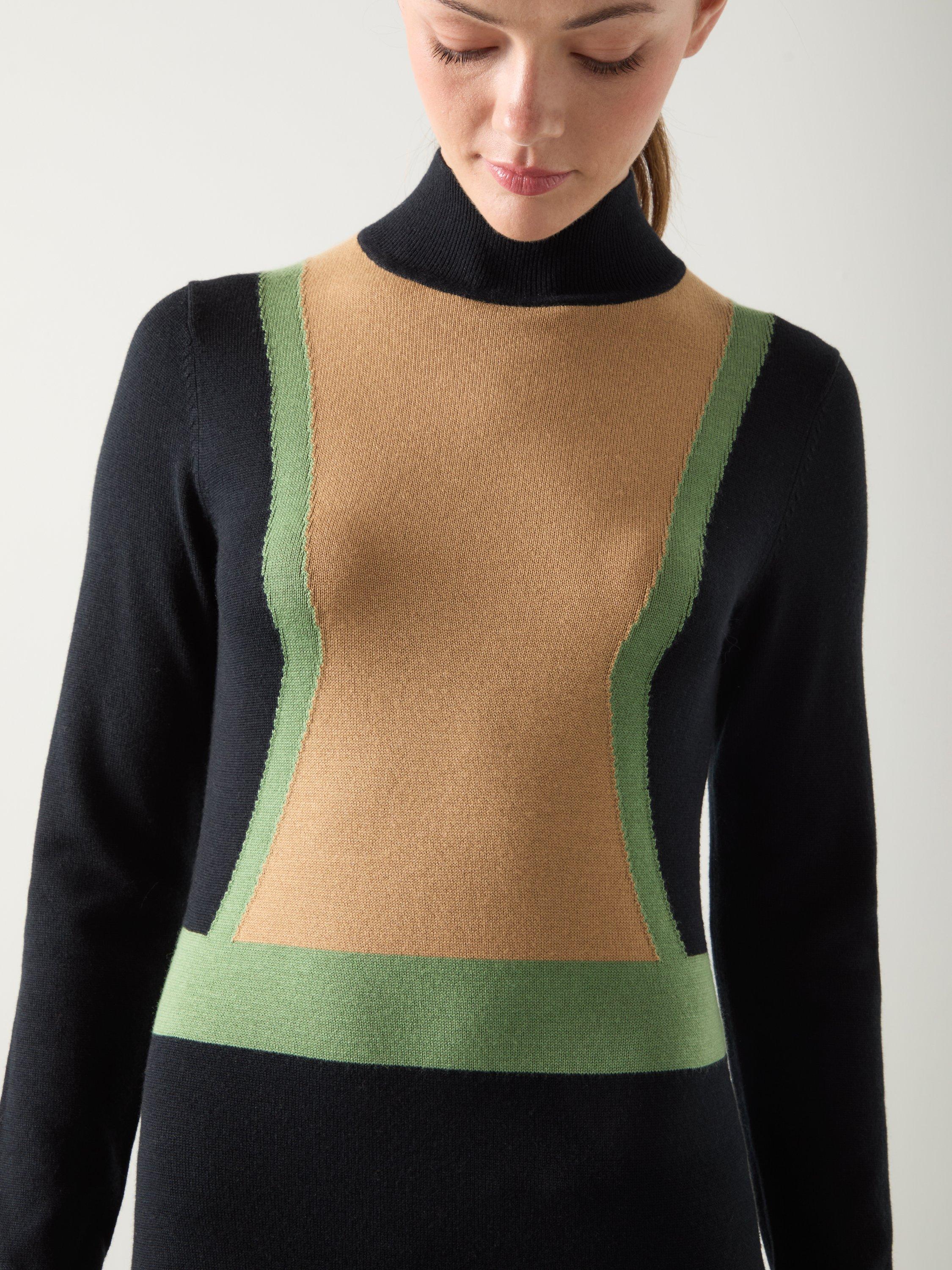 Product image 3 of 5, which shows L.K.Bennett Natalia Colour Block Wool Blend Dress, Multi/Black, XS