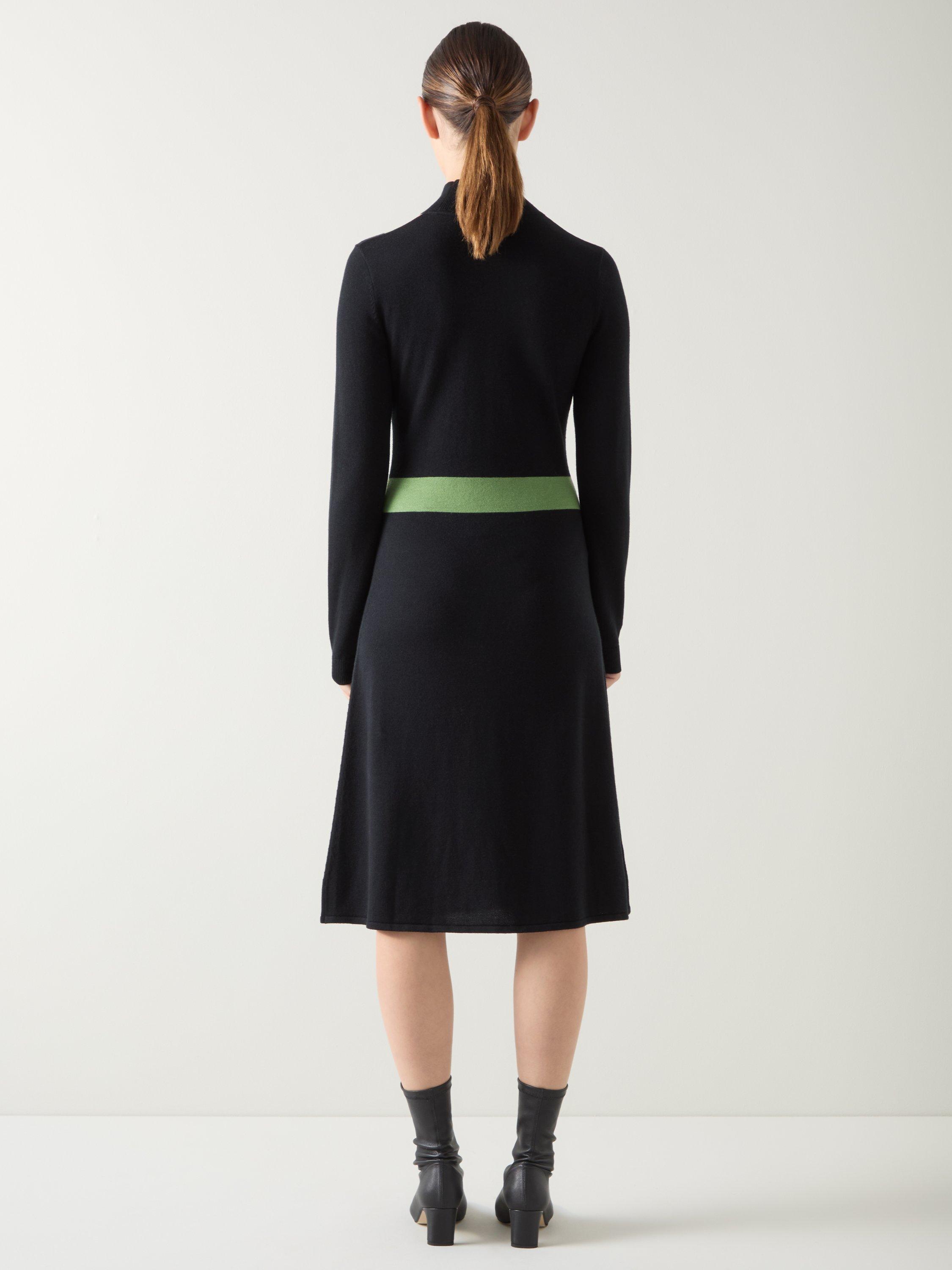 Product image 4 of 5, which shows L.K.Bennett Natalia Colour Block Wool Blend Dress, Multi/Black, XS