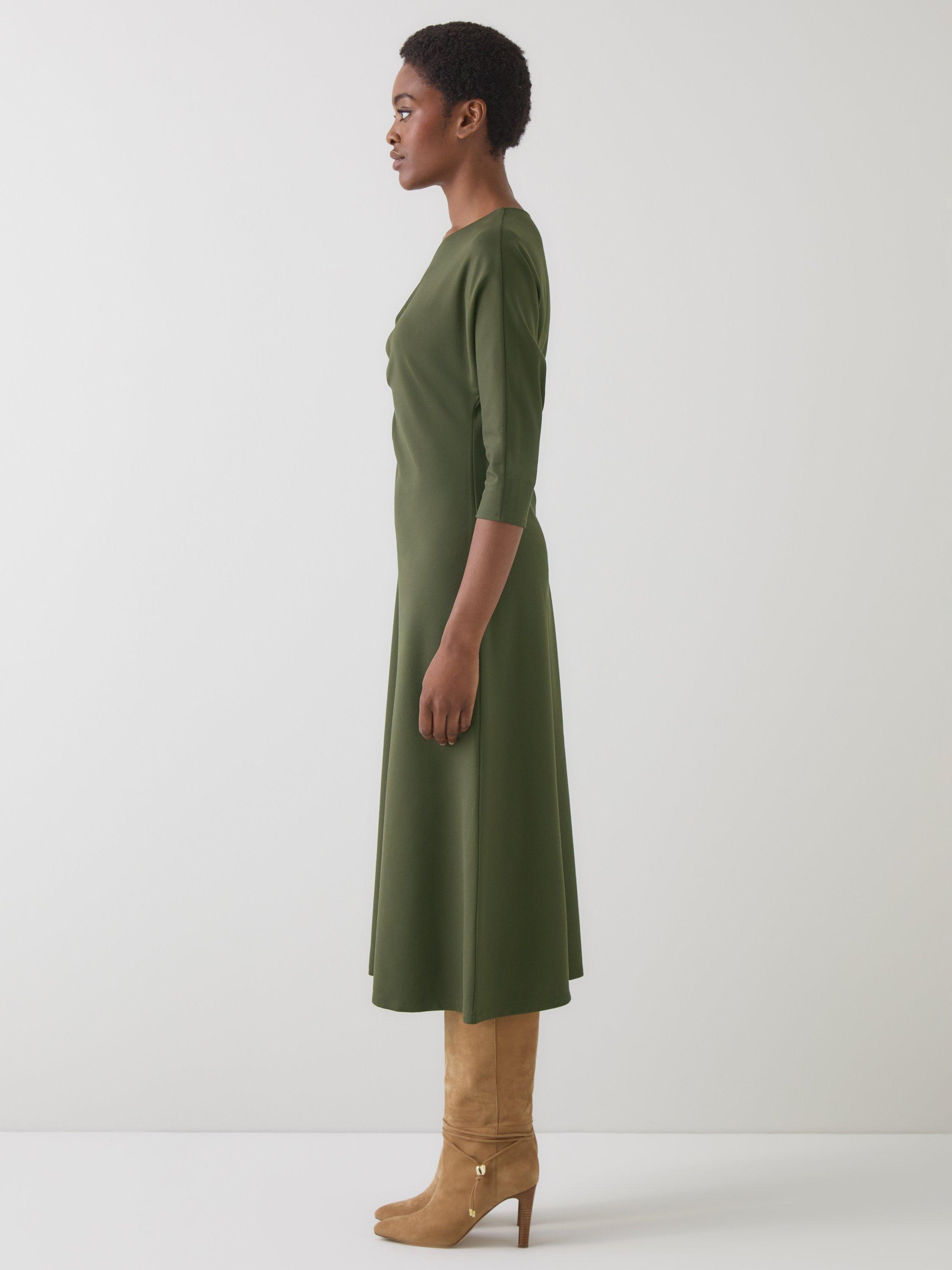 Product image 2 of 4, which shows L.K.Bennett Suzy Jersey Dress, Dark Khaki, 6